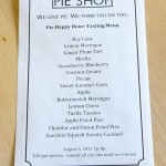 Pie Shop's happy hour menu prepared just for us!