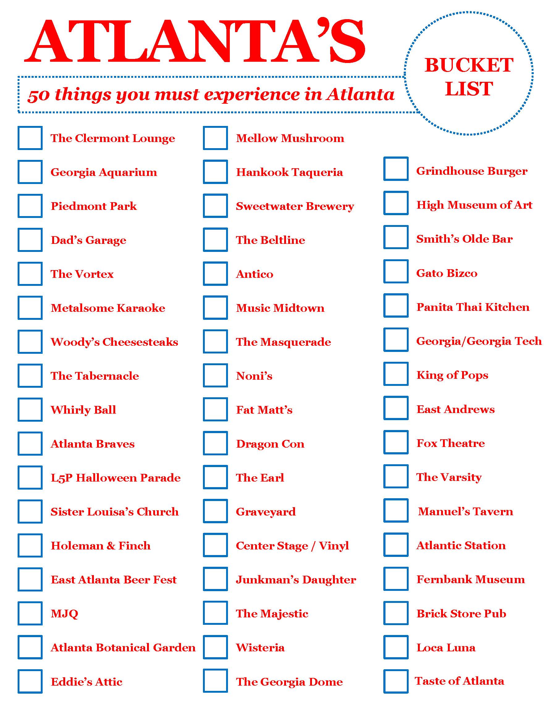 Atlanta Bucket List