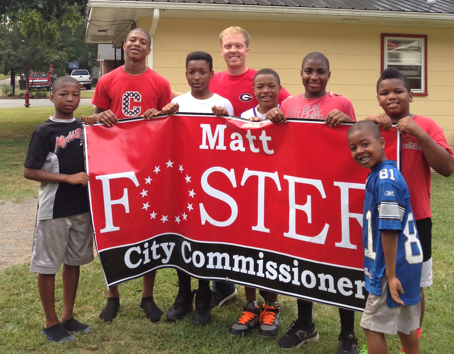 Matt Foster with a group of his students in Cedartown, Ga.