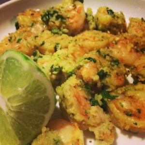 Our take on Panko crusted baked shrimp with cilantro and lime.