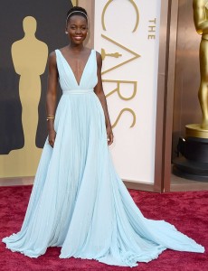 Lupita Nyong'o is perfect in a pale blue Prada. 