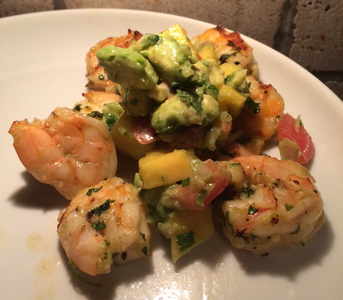 Lighten Up Supper – Shrimp with Avocado, Mango, & Tomato Salsa